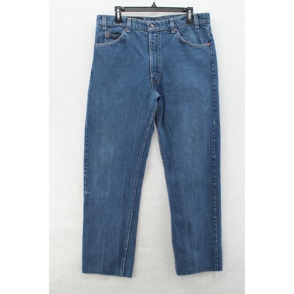 VTG Levi 505 Orange Tab Jeans Mens 34 x 28 Blue Y2K Cowboy Farmer Red Label USA